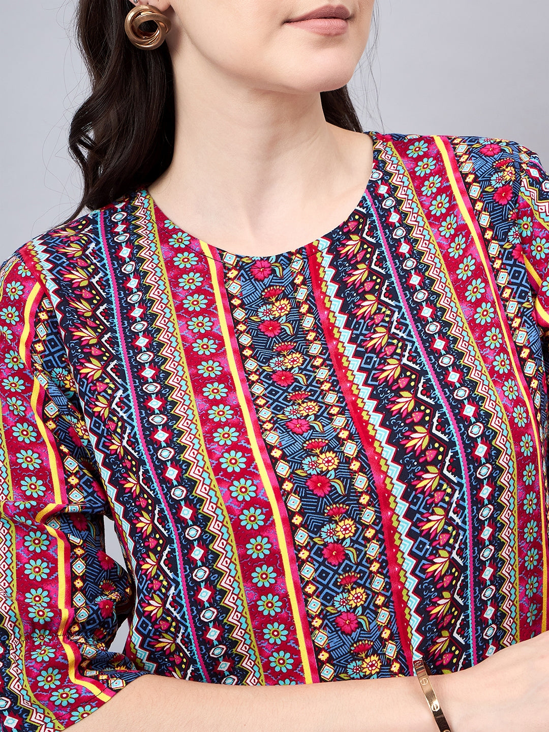 Style Quotient Womens Multicoloured Printed Regular Top-Tops-StyleQuotient