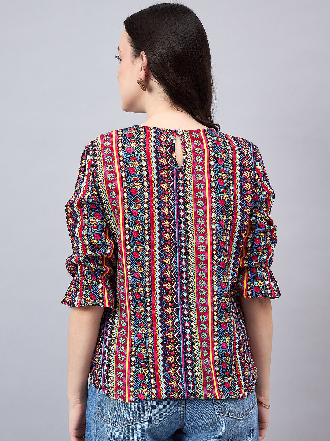 Style Quotient Womens Multicoloured Printed Regular Top-Tops-StyleQuotient