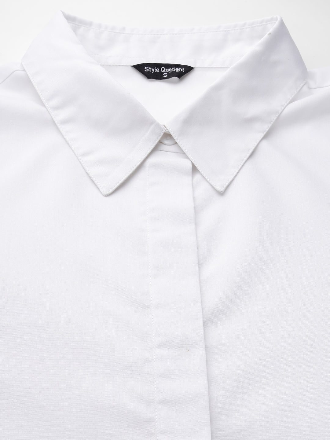 Style Quotient Women White Cotton Blend Formal Long Sleeve Shirt-Shirts-StyleQuotient