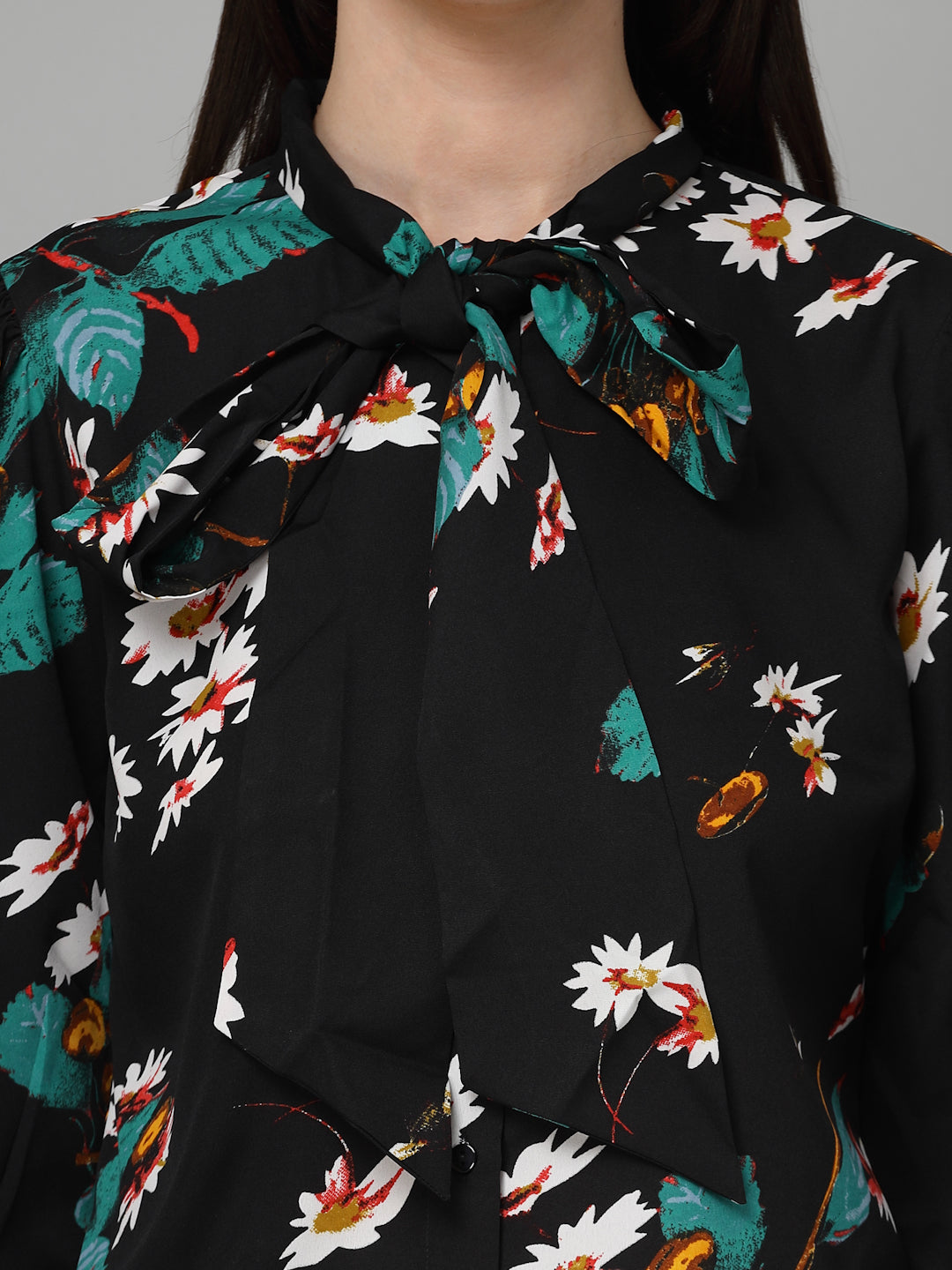 Style Quotient Black and Multi Floral Printed Polyester Smart Casual Shirt-Shirts-StyleQuotient