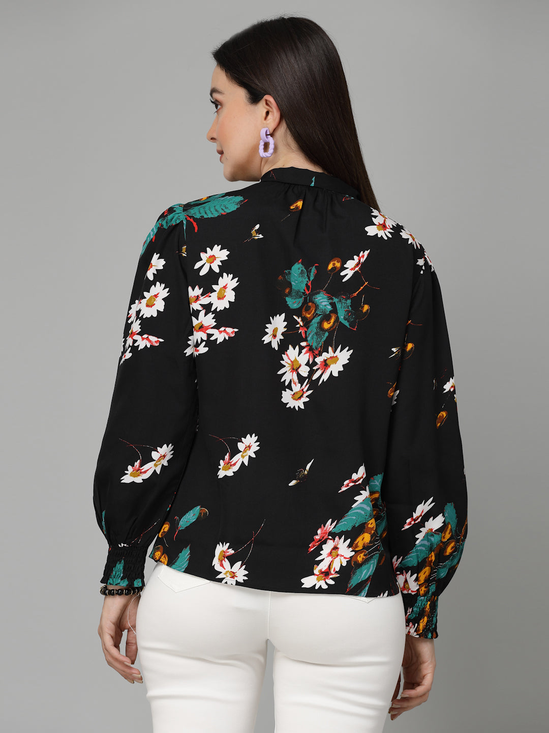 Style Quotient Black and Multi Floral Printed Polyester Smart Casual Shirt-Shirts-StyleQuotient