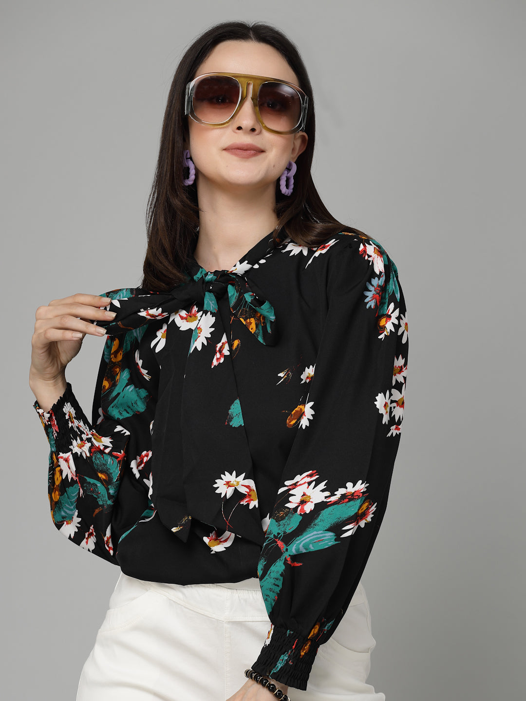 Style Quotient Black and Multi Floral Printed Polyester Smart Casual Shirt-Shirts-StyleQuotient