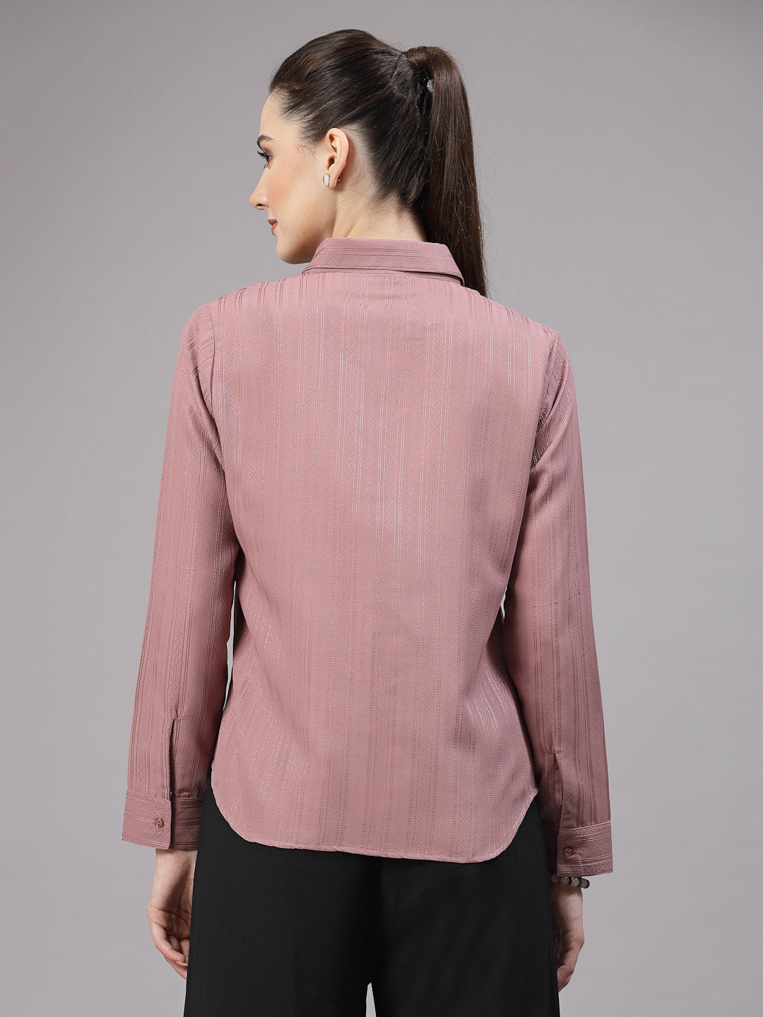 Style Quotient Women Lilac Self Design Polyester Formal Shirt-Shirts-StyleQuotient