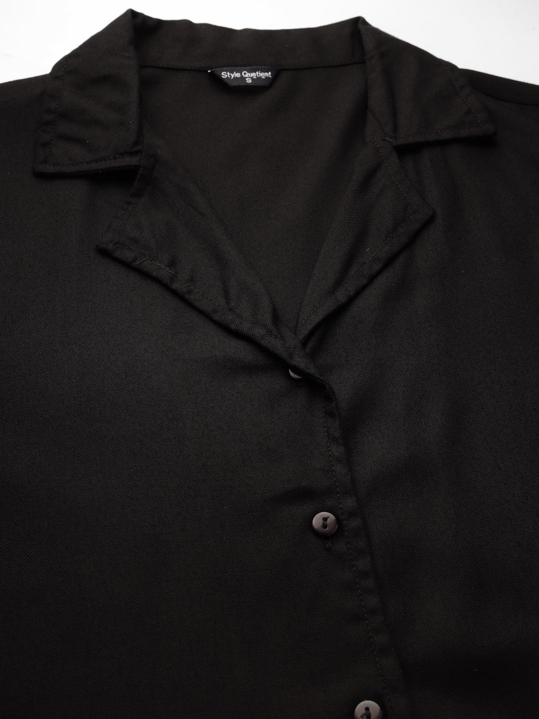 Style Quotient Women Solid Black Rayon Formal Shirt-Shirts-StyleQuotient