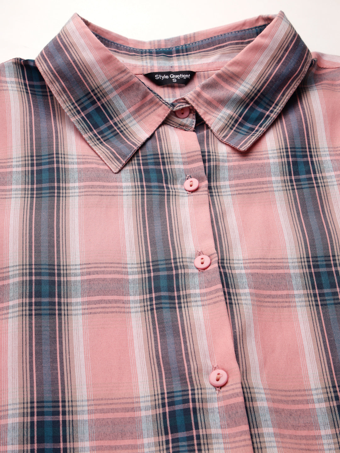 Style Quotients Women Pink Cotton Checks Smart Casual Shirt-Shirts-StyleQuotient