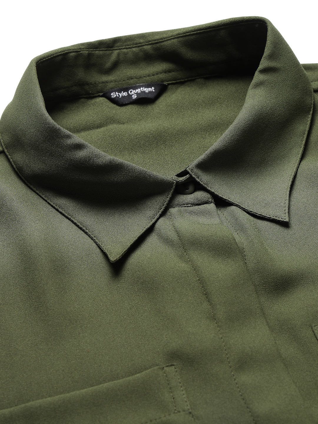 Style Quotient Women Solid Olive Polymoss Regular Formal Shirt-Shirts-StyleQuotient
