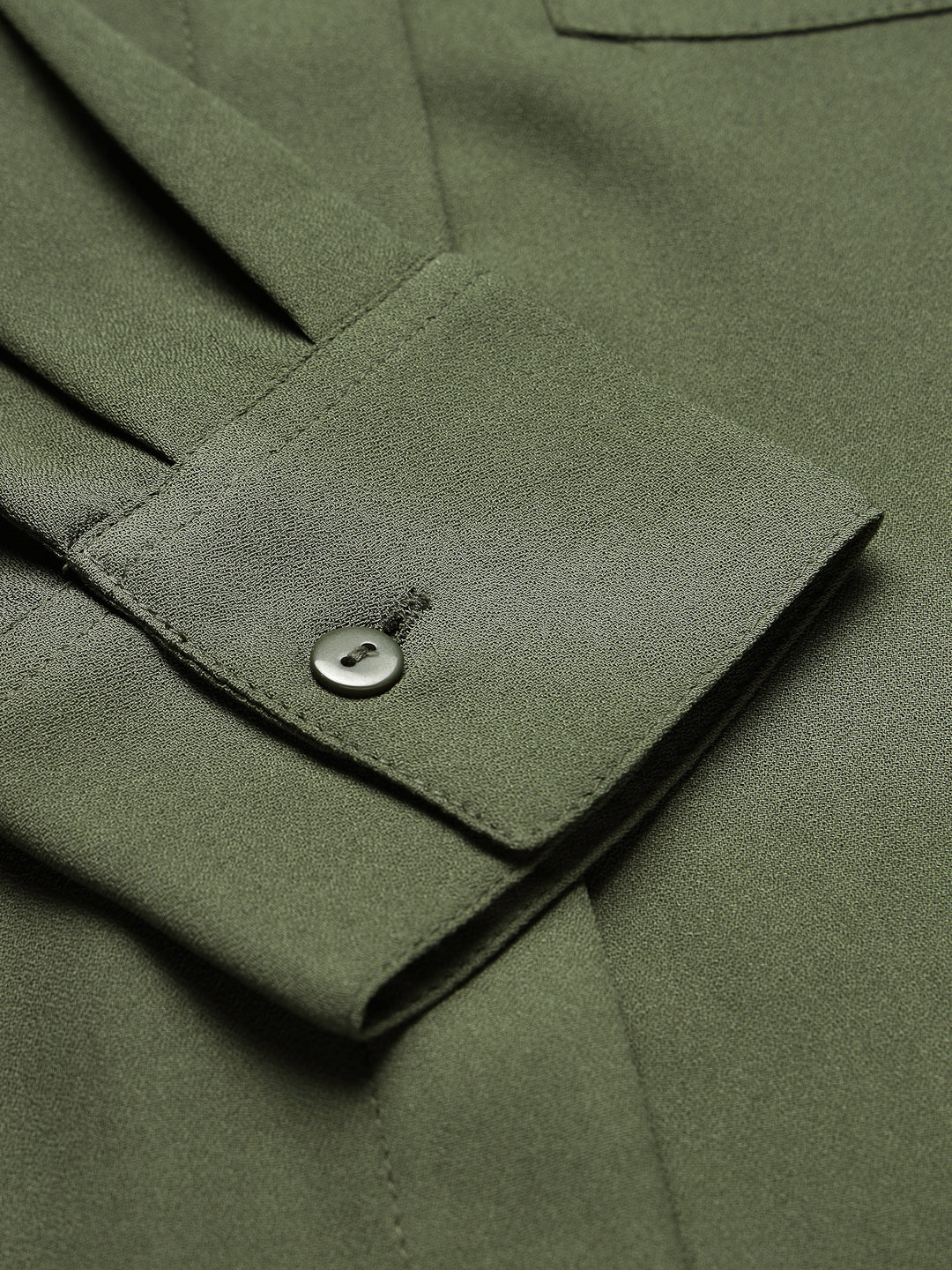 Style Quotient Women Solid Olive Polymoss Regular Formal Shirt-Shirts-StyleQuotient