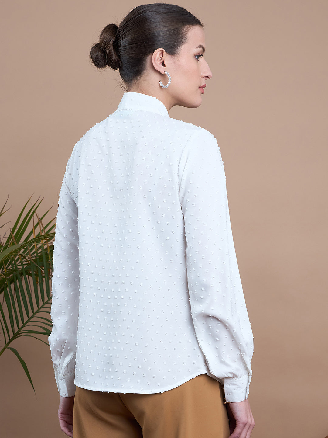Noi Women White With Neck Tie-Up Top-Tops-StyleQuotient
