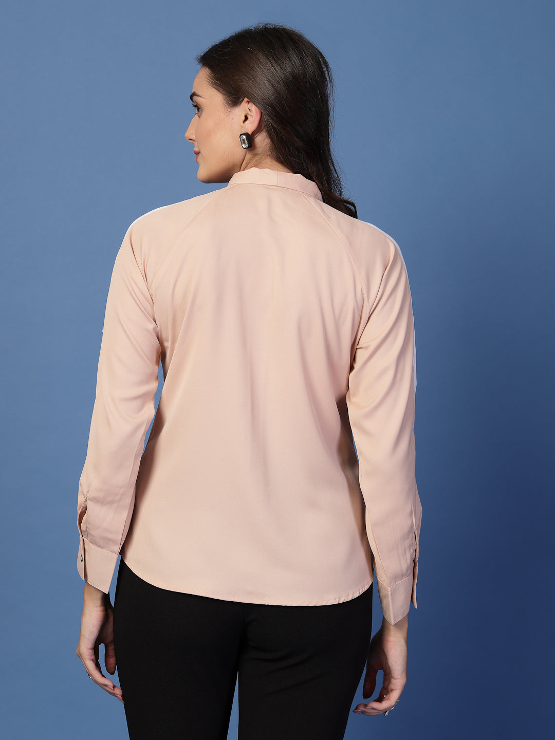 Style Quotient Women Solid Nude And White Polymoss Regular Fit Formal Colorblock Shirt-Shirts-StyleQuotient