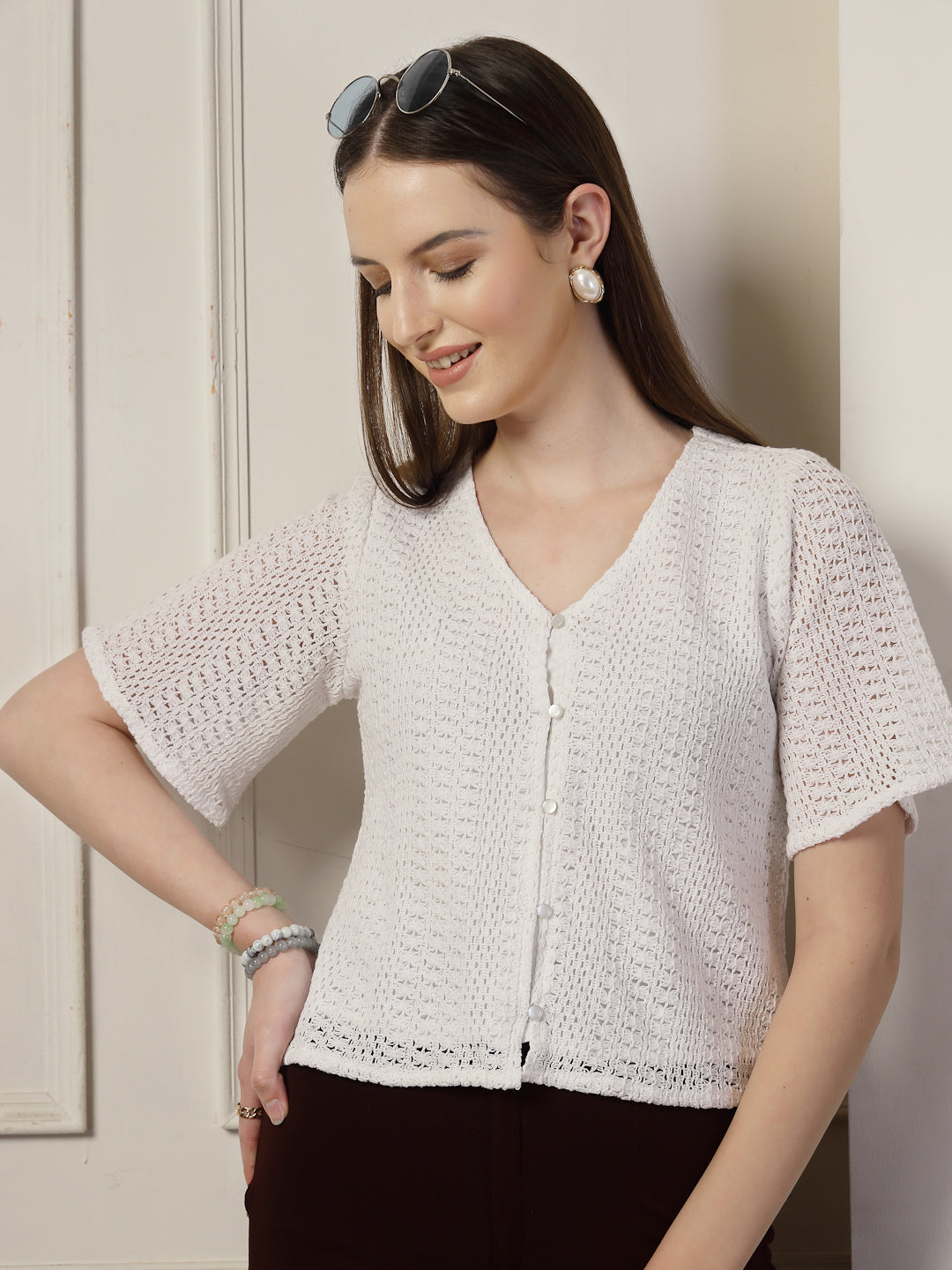 Style Quotien Women White Lace Top-Tops-StyleQuotient