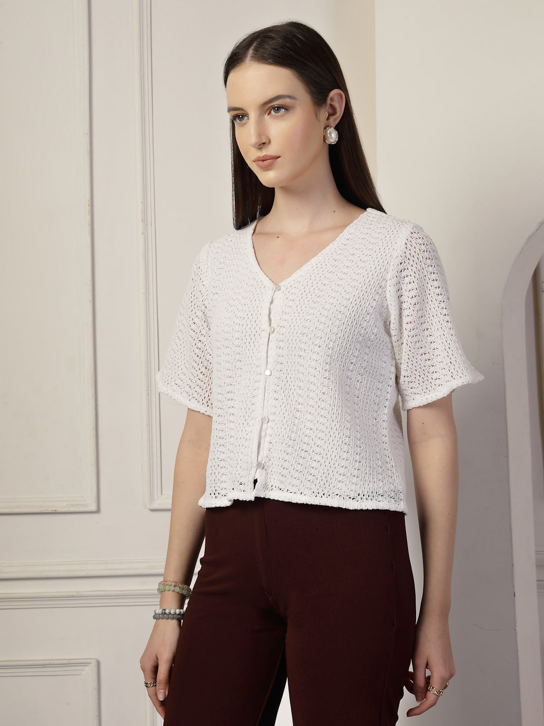 Style Quotien Women White Lace Top-Tops-StyleQuotient