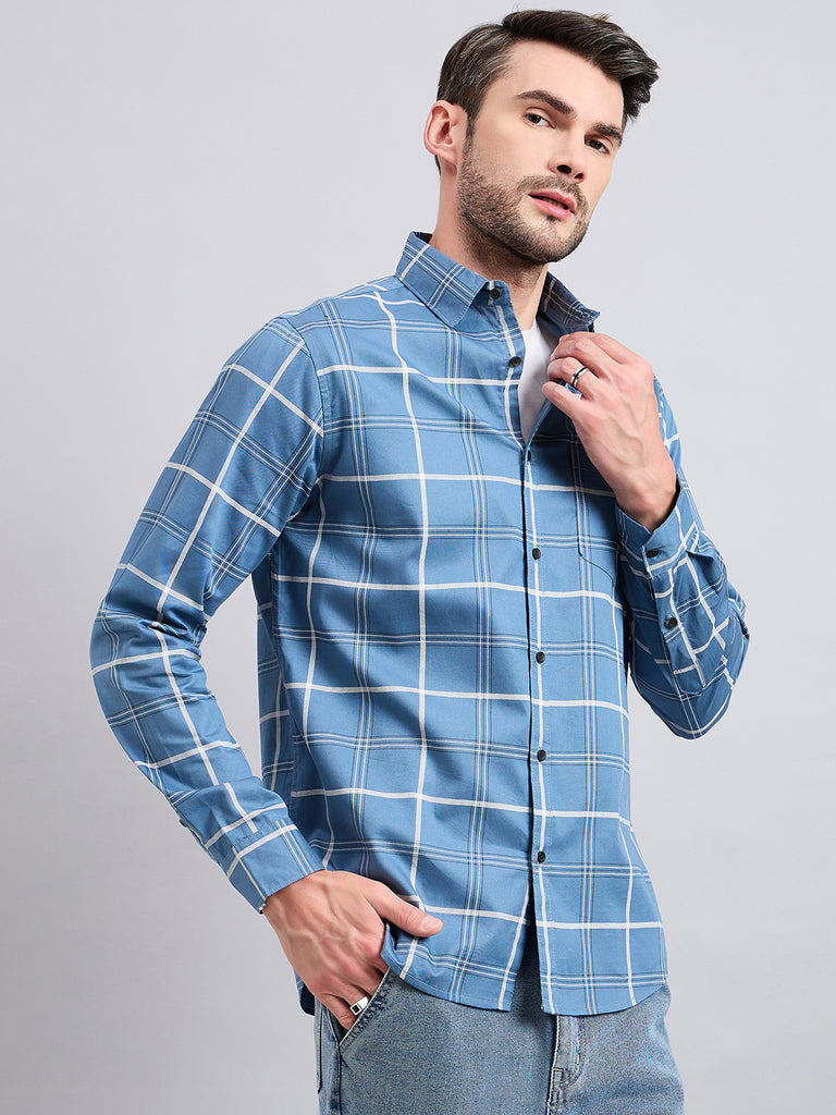 Style Quotient Men Blue cotton Checks Shirt-Mens Shirt-StyleQuotient