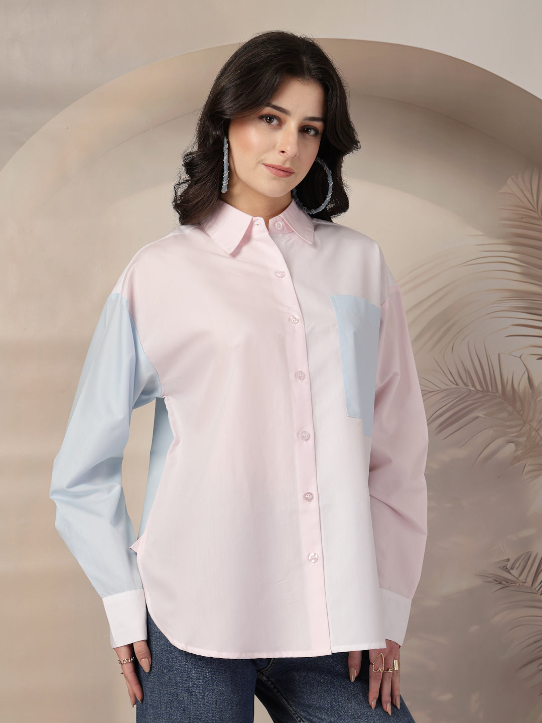 Style Quotient Womens Colour Block Oversize Shirt-Shirts-StyleQuotient