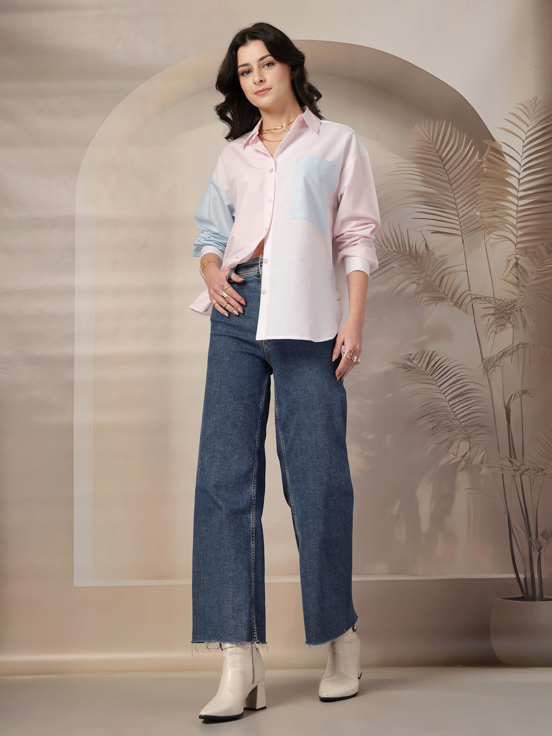 Style Quotient Womens Colour Block Oversize Shirt-Shirts-StyleQuotient