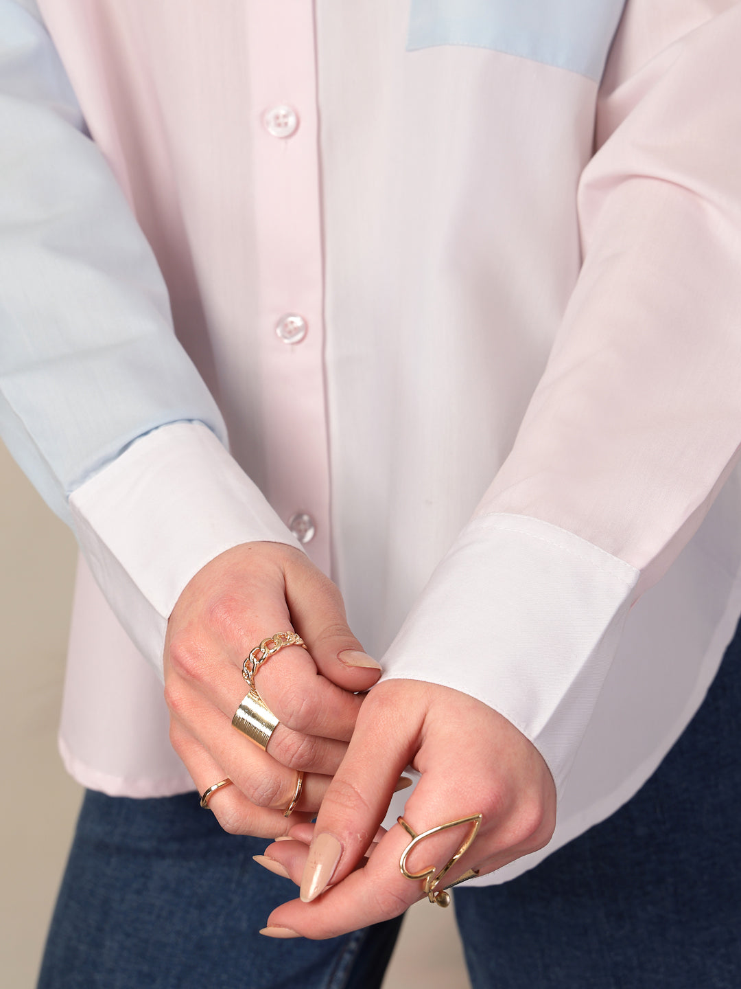 Style Quotient Womens Colour Block Oversize Shirt-Shirts-StyleQuotient