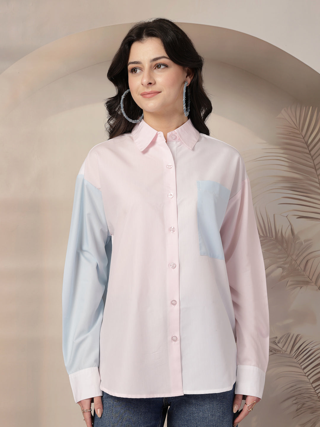 Style Quotient Womens Colour Block Oversize Shirt-Shirts-StyleQuotient