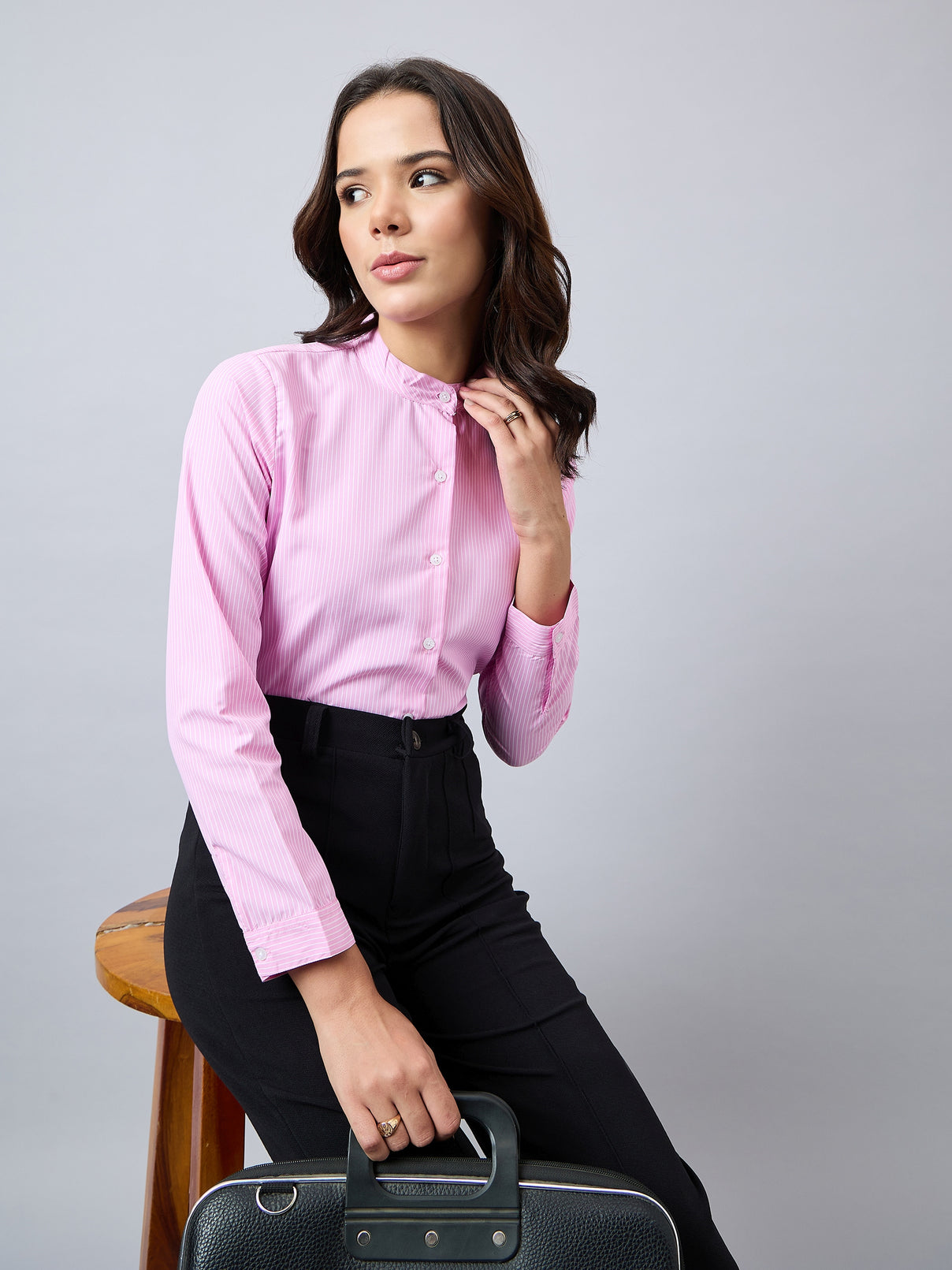 Style Quotient Women Stripe Long Sleeve Shirt-Shirts-StyleQuotient