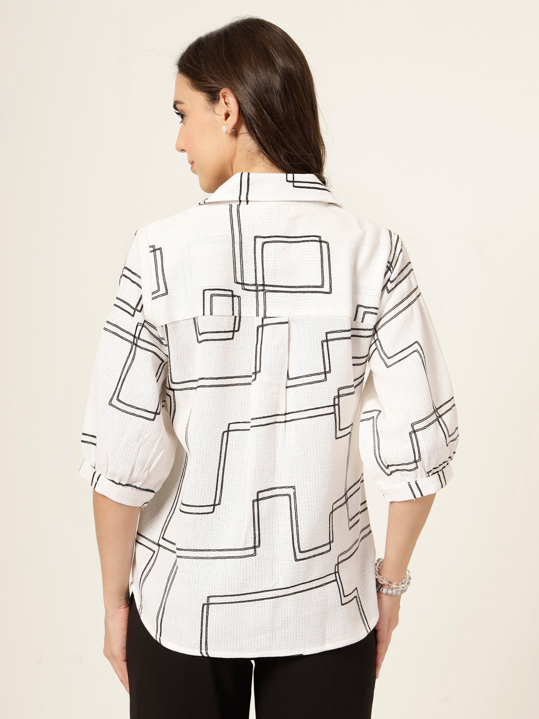 Style Quotient Women White and black Oversize Shirt-Shirts-StyleQuotient
