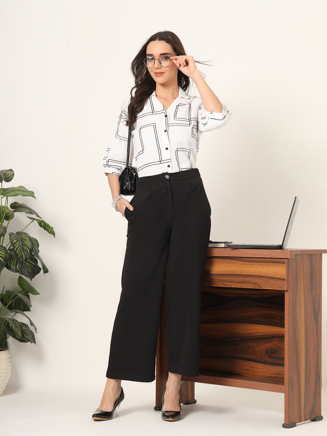 Style Quotient Women White and black Oversize Shirt-Shirts-StyleQuotient