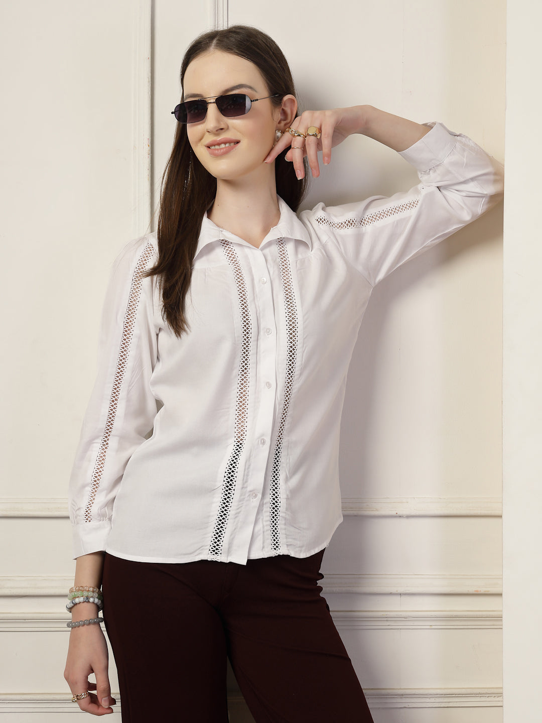 Style Quotient Women White Relaxed Shirt-Shirts-StyleQuotient