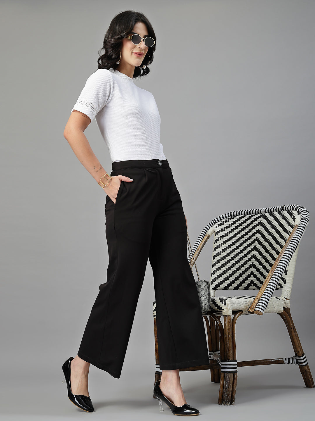 Style Quotient Women Solid White Casual Top-Tops-StyleQuotient