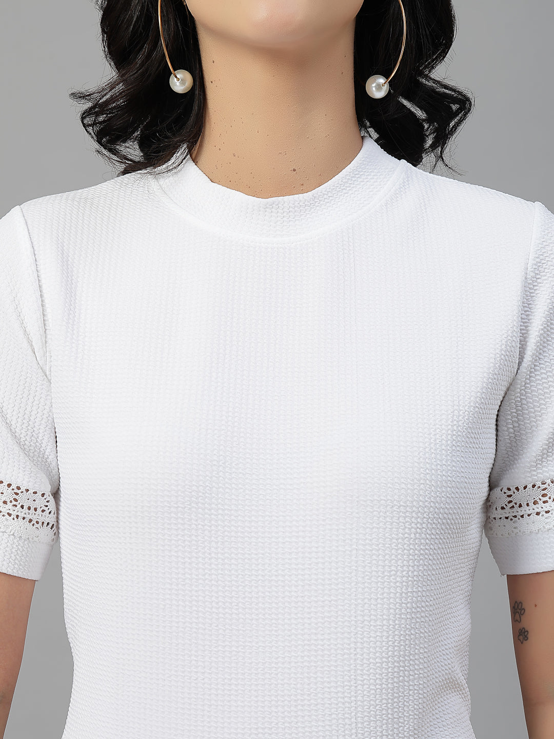 Style Quotient Women Solid White Casual Top-Tops-StyleQuotient