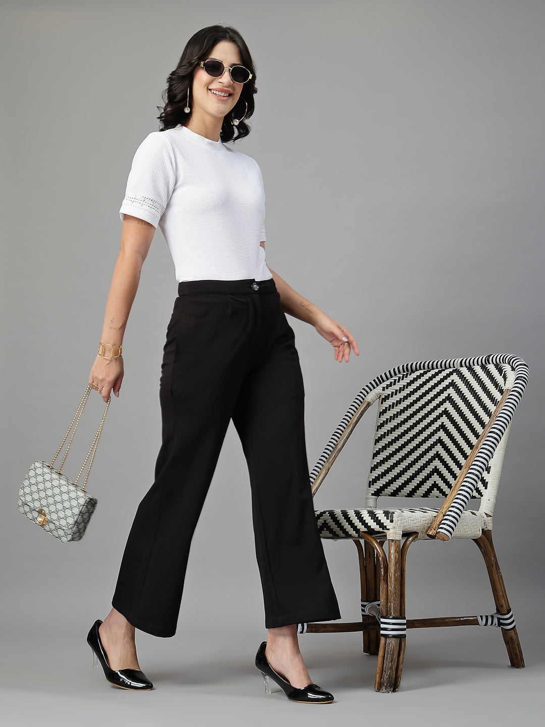 Style Quotient Women Solid White Casual Top-Tops-StyleQuotient