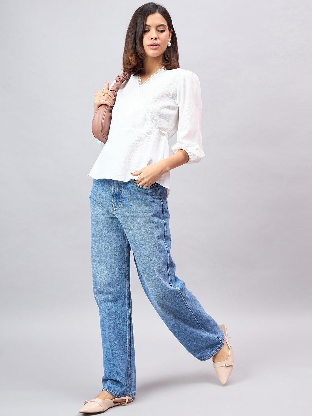 Style Quotient Women White Overlap Top-Tops-StyleQuotient