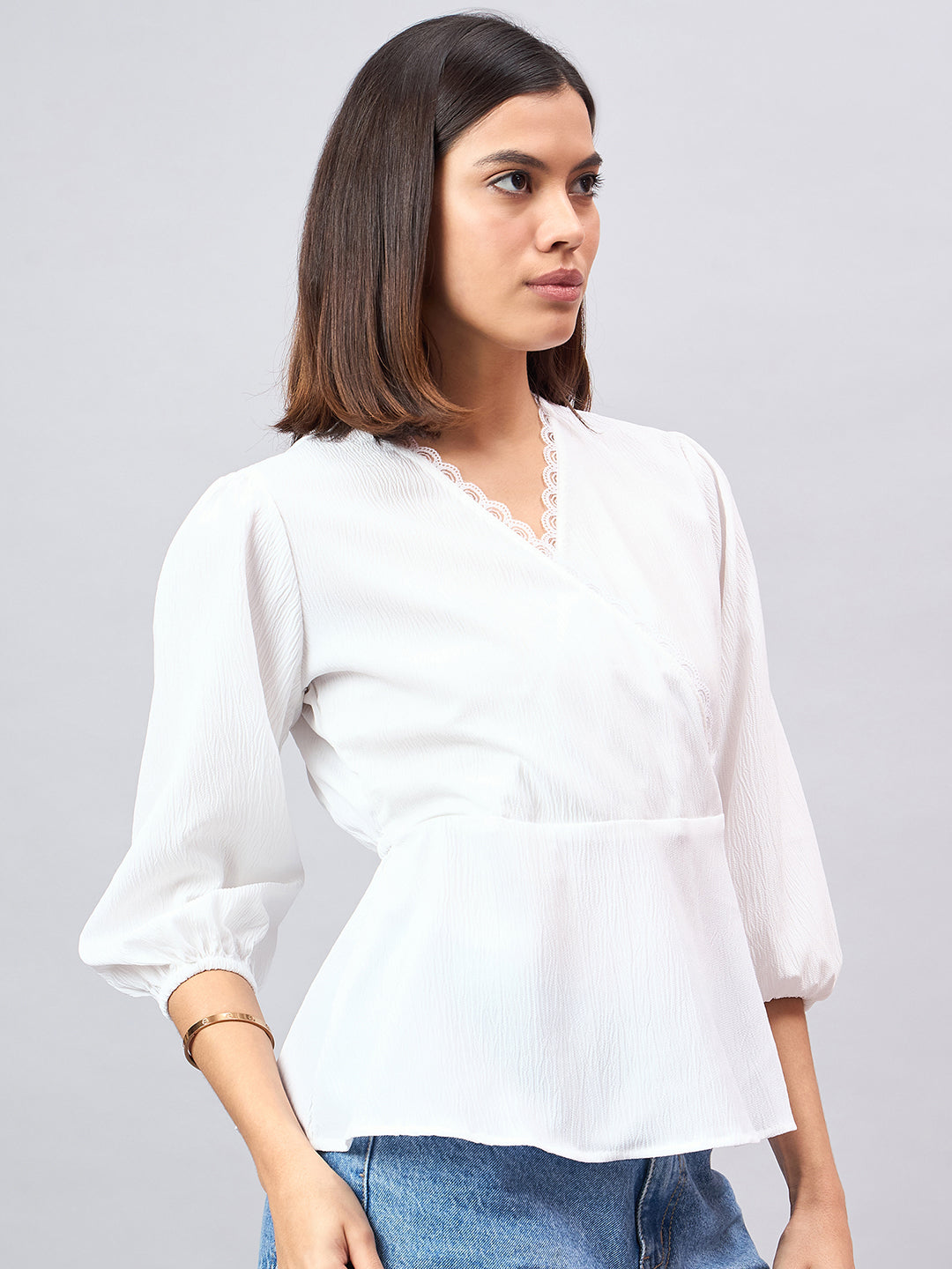 Style Quotient Women White Overlap Top-Tops-StyleQuotient