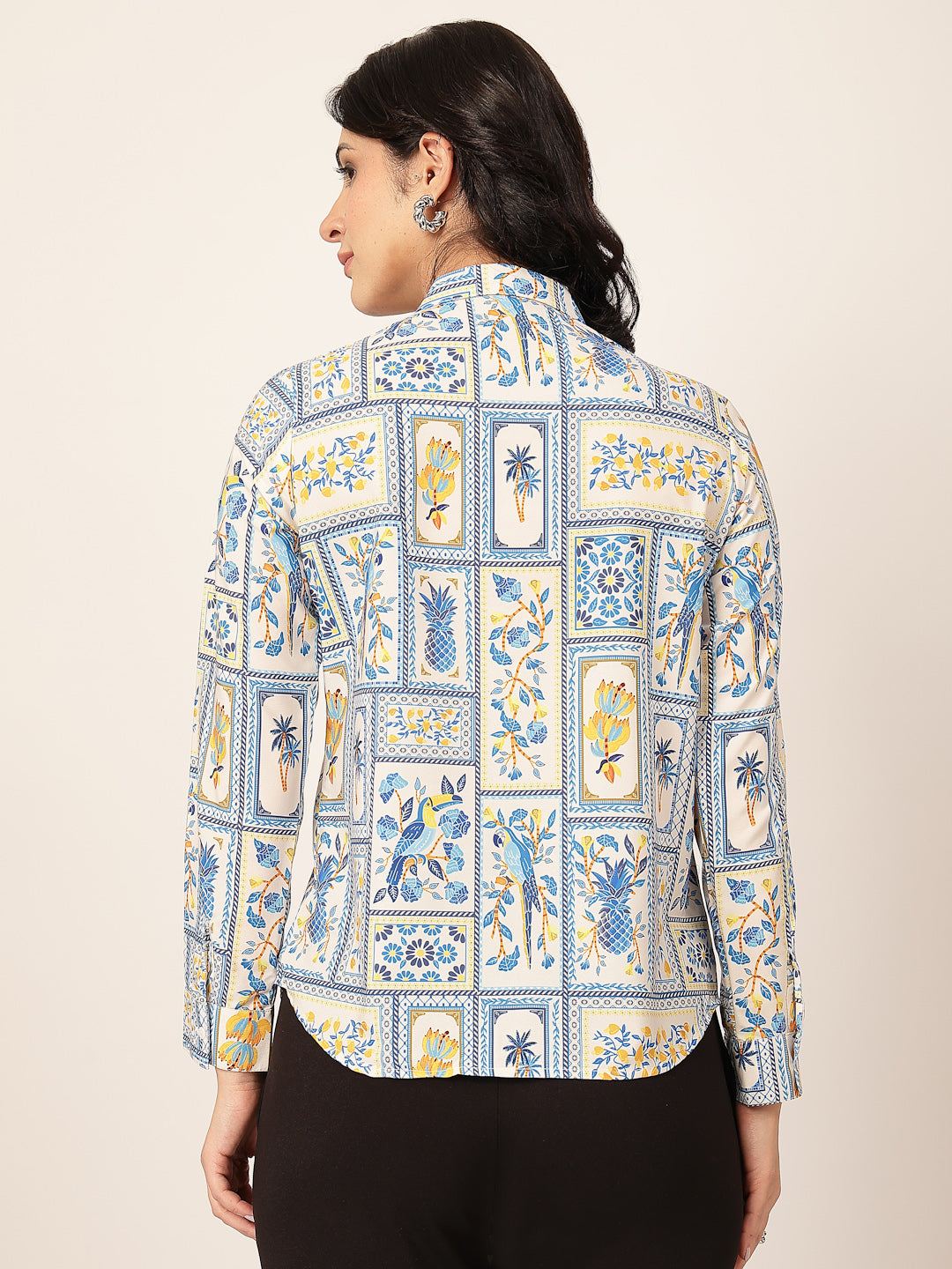 Style Quotient Women White Multi Polycrepe Printed Casual Shirt-Shirts-StyleQuotient