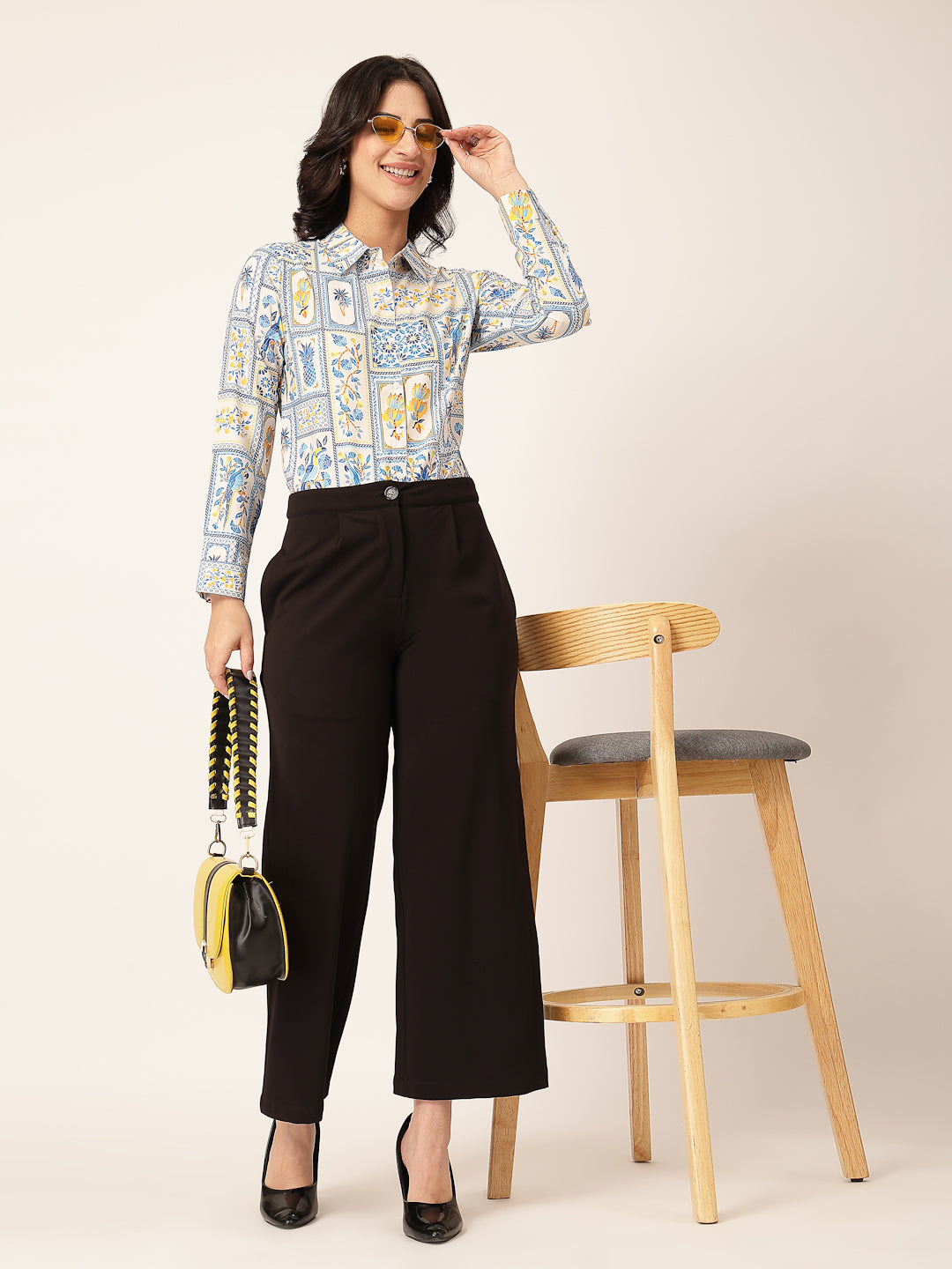 Style Quotient Women White Multi Polycrepe Printed Casual Shirt-Shirts-StyleQuotient