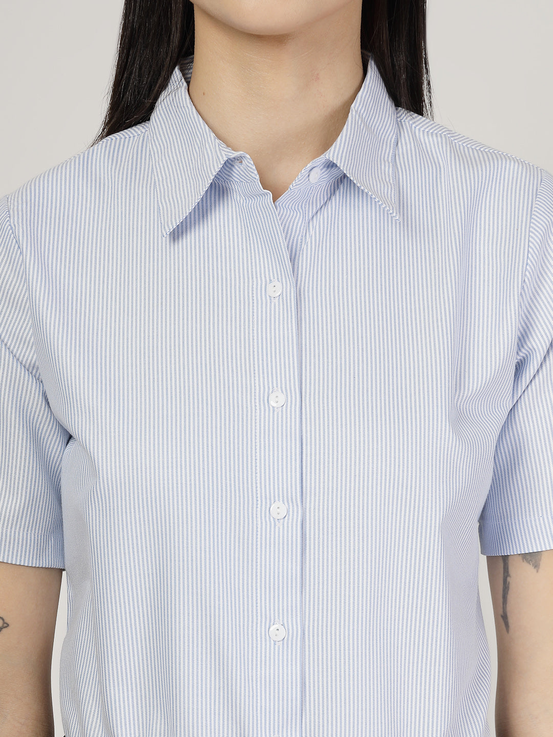 Style Quotient Women Blue White Shirt-Shirts-StyleQuotient