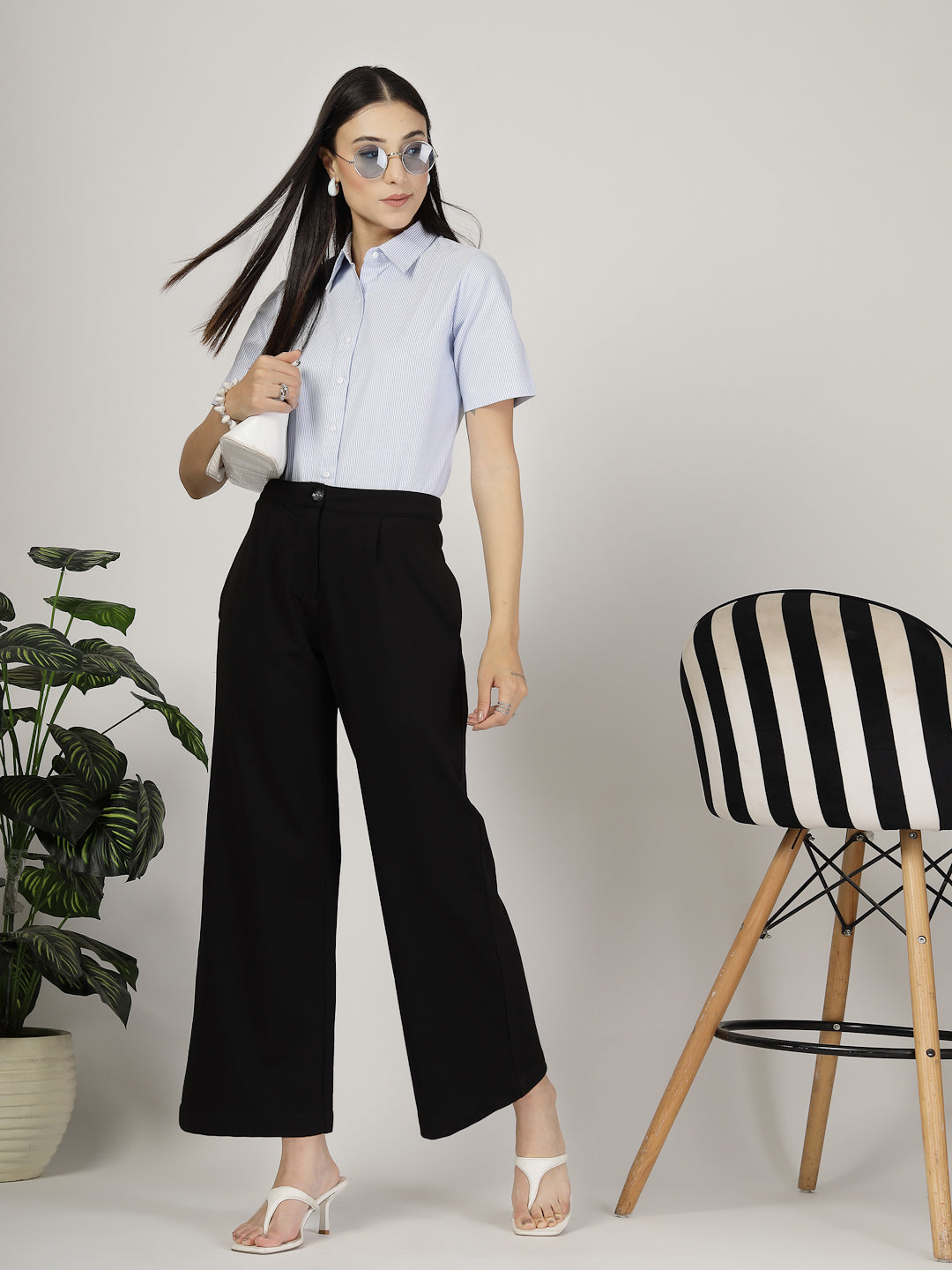 Style Quotient Women Blue White Shirt-Shirts-StyleQuotient