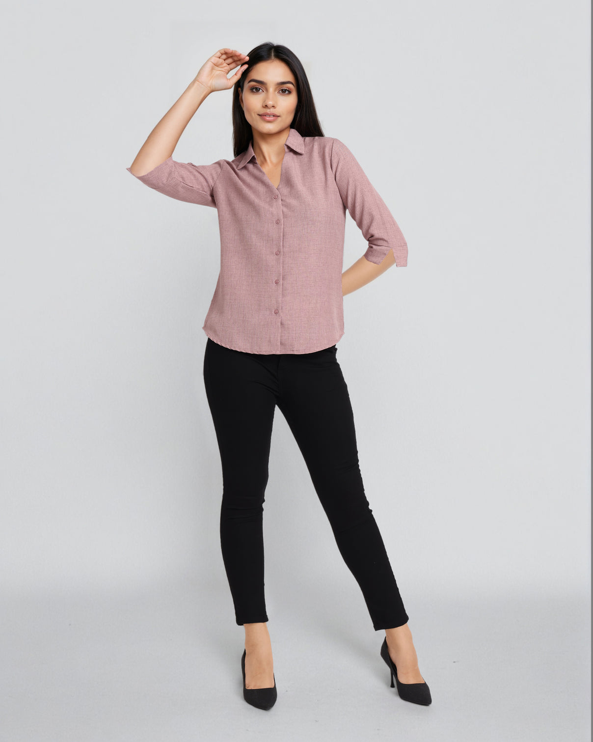 Style Quotient Women Solid Beige Formal polyester Shirt-Shirts-StyleQuotient