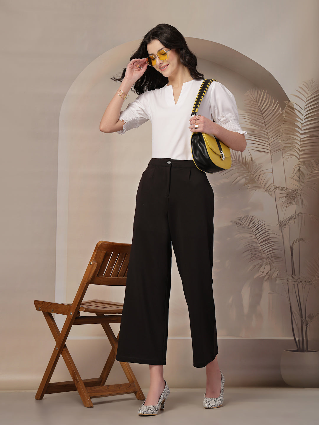 Style Quotient Women White puffed sleeves top-Tops-StyleQuotient