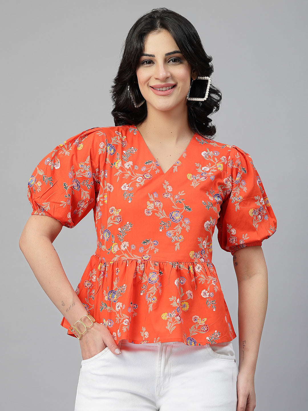 Style Quotient Women Orange top-Tops-StyleQuotient
