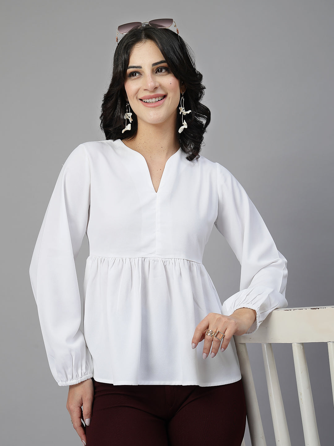 Style Quotient Women White top-Tops-StyleQuotient