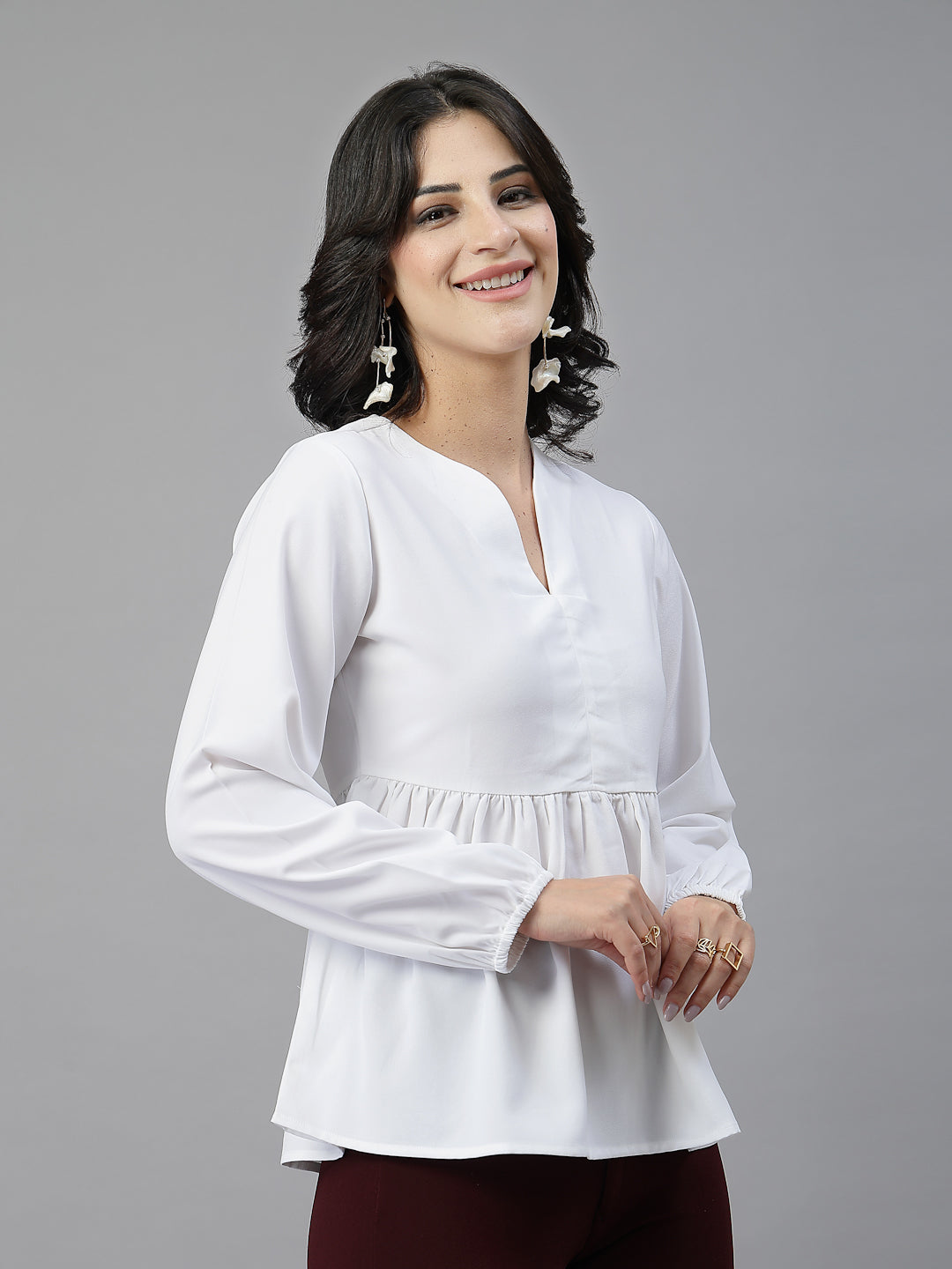 Style Quotient Women White top-Tops-StyleQuotient