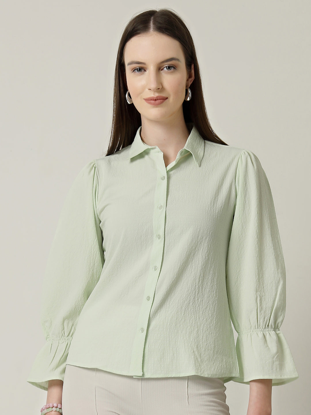Style Quotient Women Green Formal Shirt-Shirts-StyleQuotient