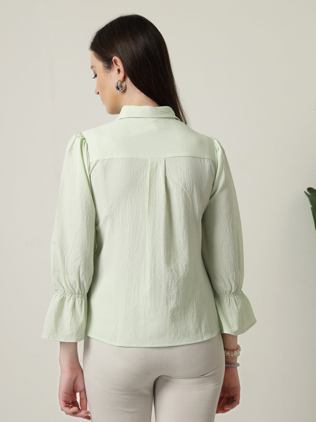 Style Quotient Women Green Formal Shirt-Shirts-StyleQuotient
