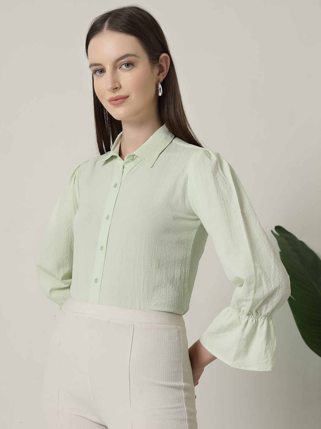 Style Quotient Women Green Formal Shirt-Shirts-StyleQuotient