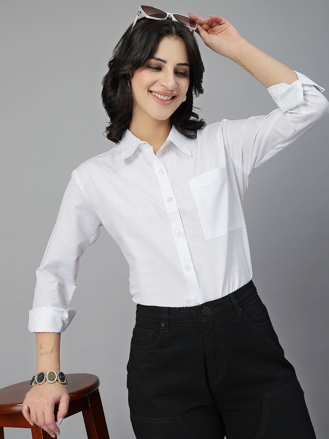 Style Quotient Women White Oversize shirt-Shirts-StyleQuotient