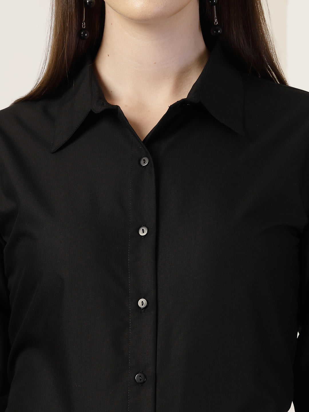 Style Quotient Women Black formal shirt-Shirts-StyleQuotient