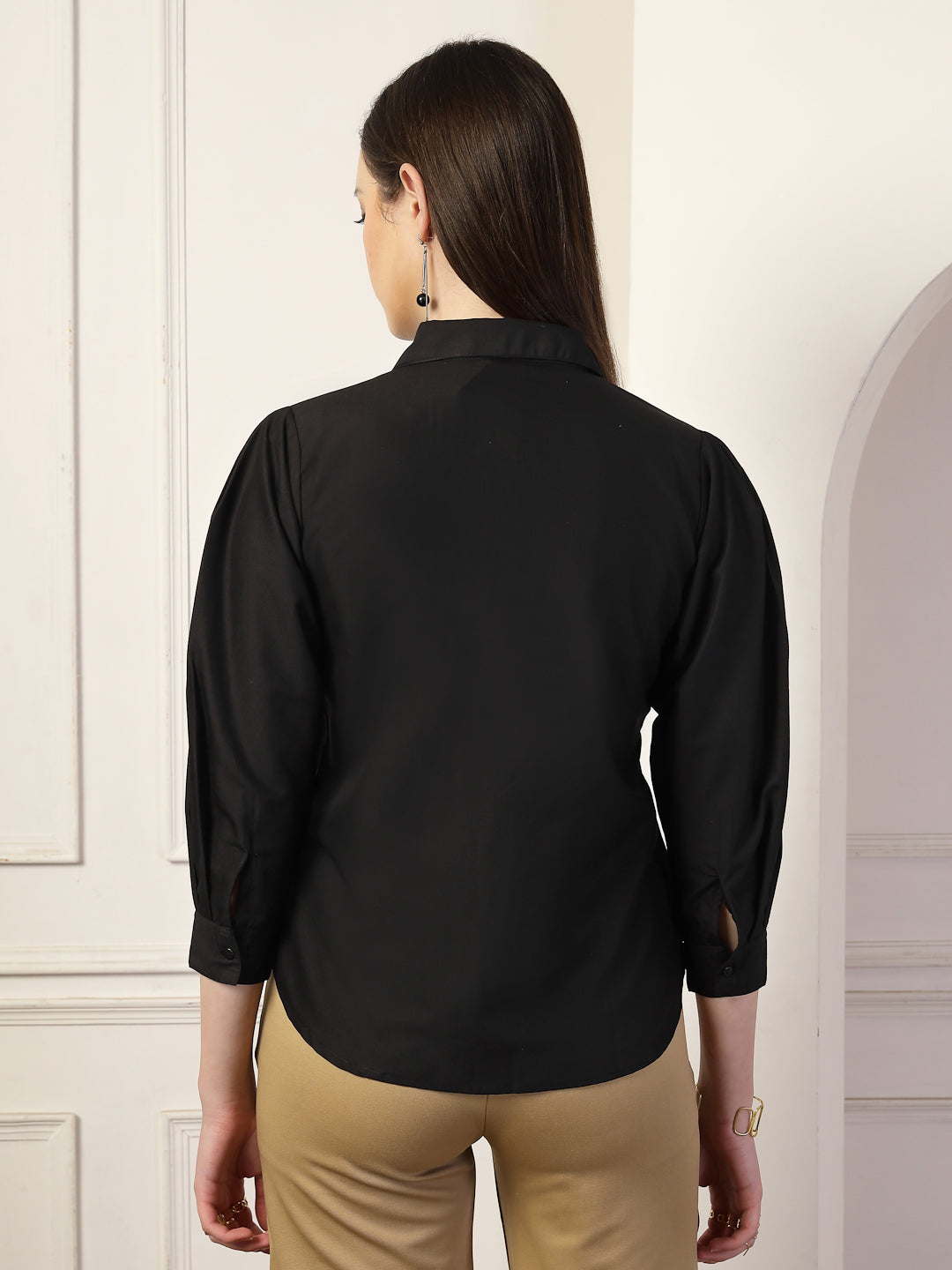 Style Quotient Women Black formal shirt-Shirts-StyleQuotient