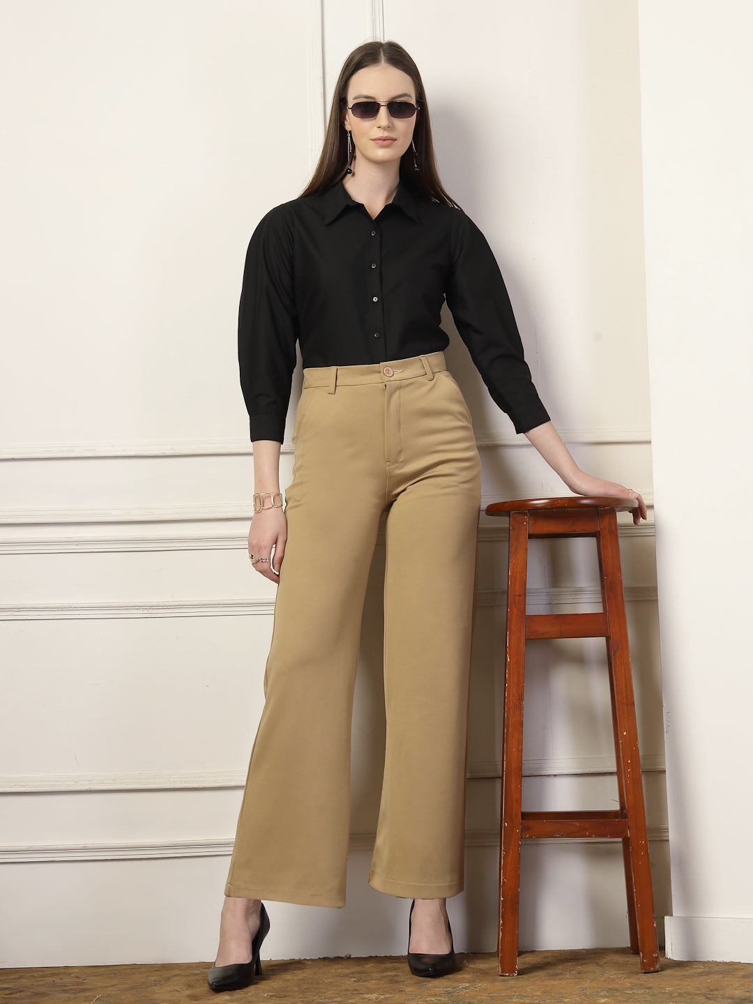 Style Quotient Women Black formal shirt-Shirts-StyleQuotient