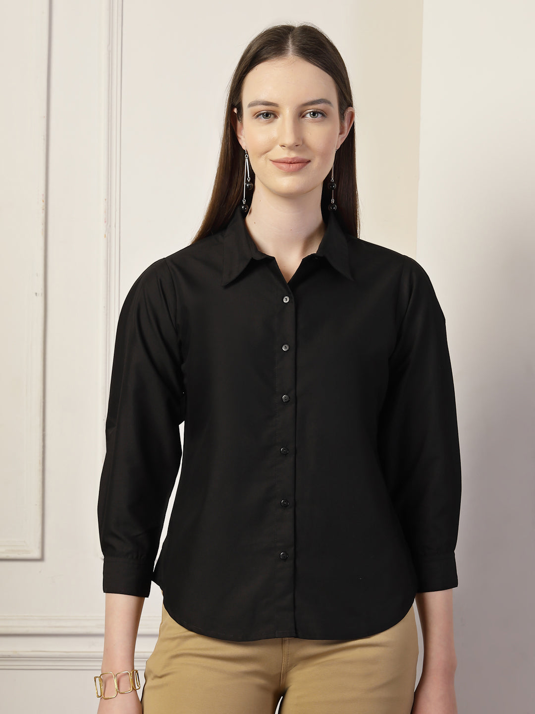 Style Quotient Women Black formal shirt-Shirts-StyleQuotient