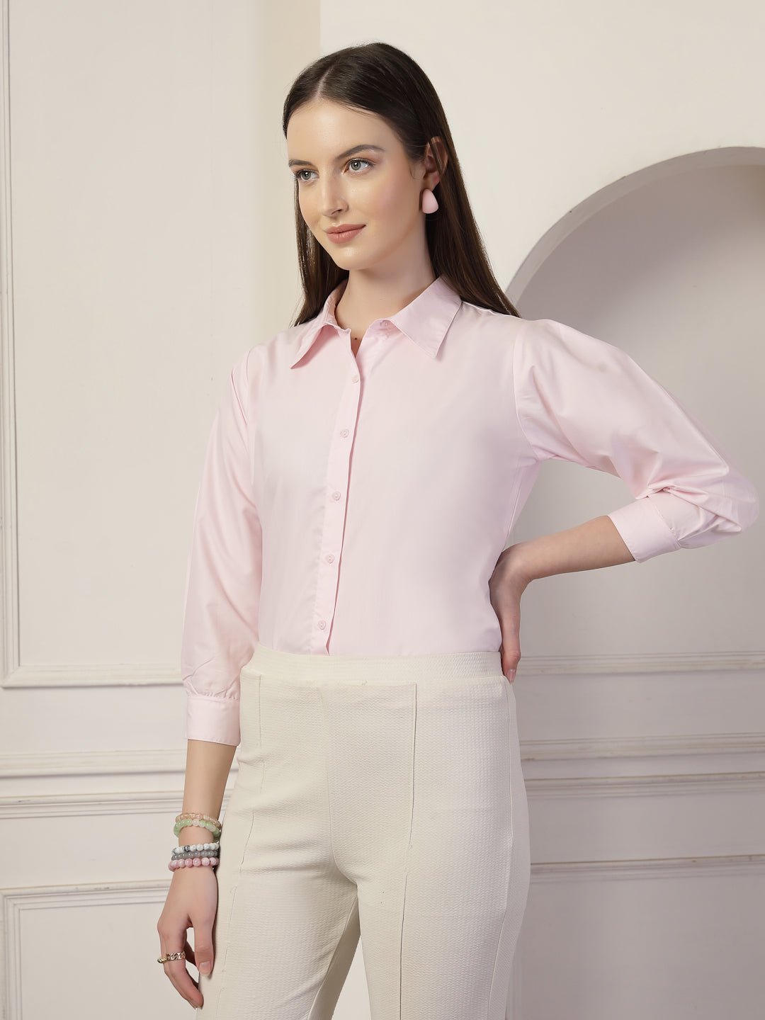 Style Quotient Women Pink formal shirt-Shirts-StyleQuotient