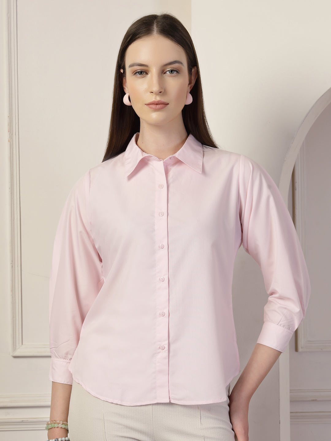 Style Quotient Women Pink formal shirt-Shirts-StyleQuotient