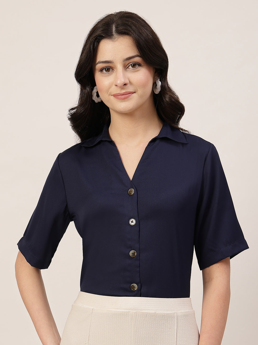 Style Quotient Women Navy Formal shirt-Shirts-StyleQuotient
