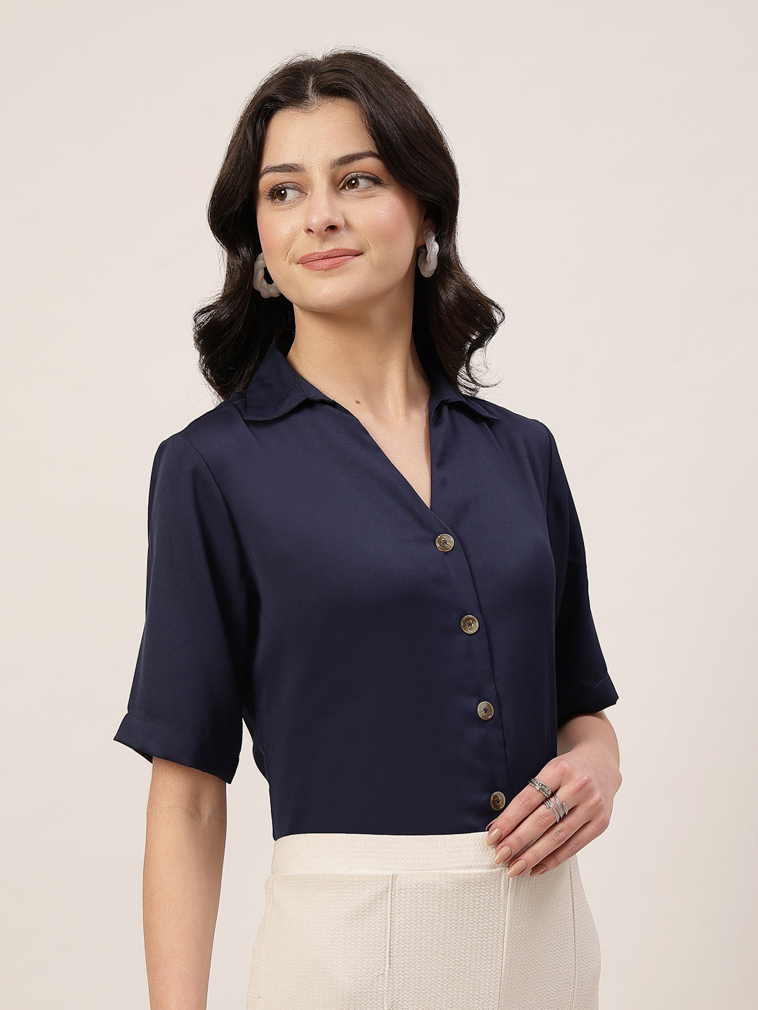 Style Quotient Women Navy Formal shirt-Shirts-StyleQuotient